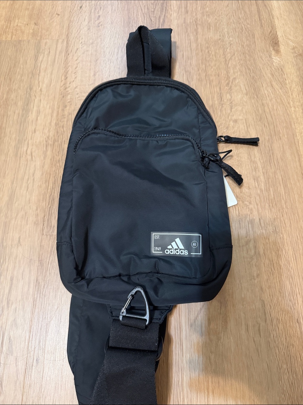 adidas Black Sling Belt Bag with Front Zip Pocket